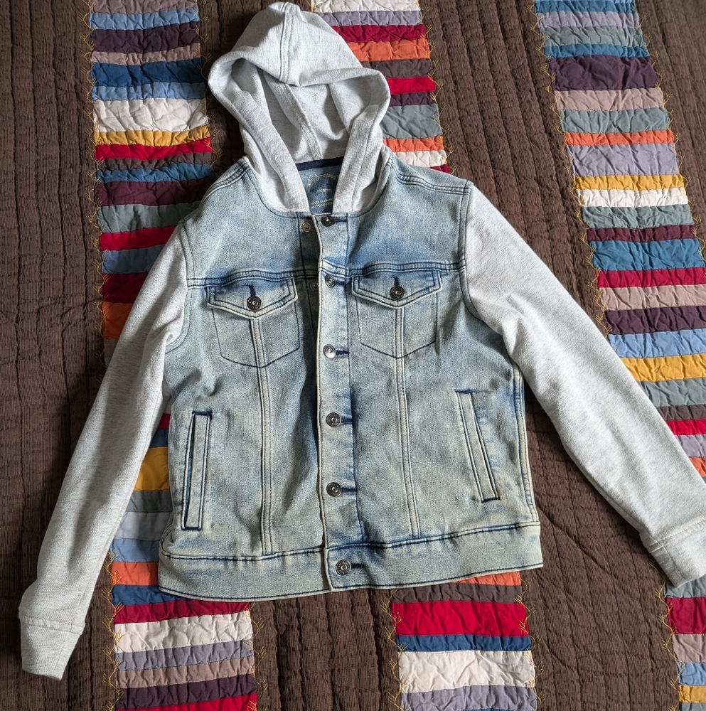 Kids Denim and Gray Hooded Jacket